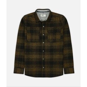 Jerry Mens Arbor Flannel Black and Gold Plaid Size Medium New